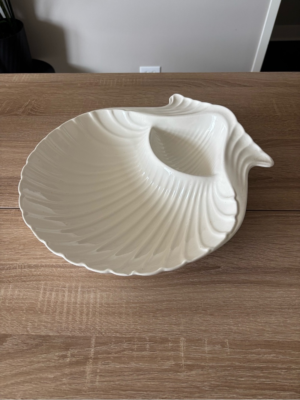 Vintage Handmade Nautical Shell Shape Chip And Dip Bowl - Made in Portugal
